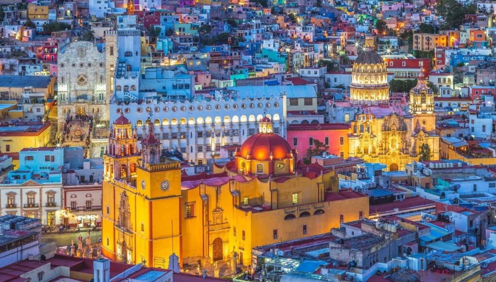 Colorful Colonial Street In Guanajuato, Mexico