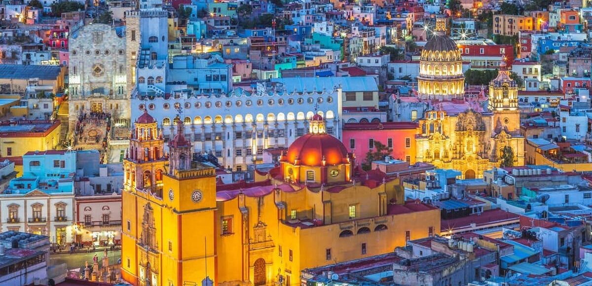 Colorful Colonial Street In Guanajuato, Mexico