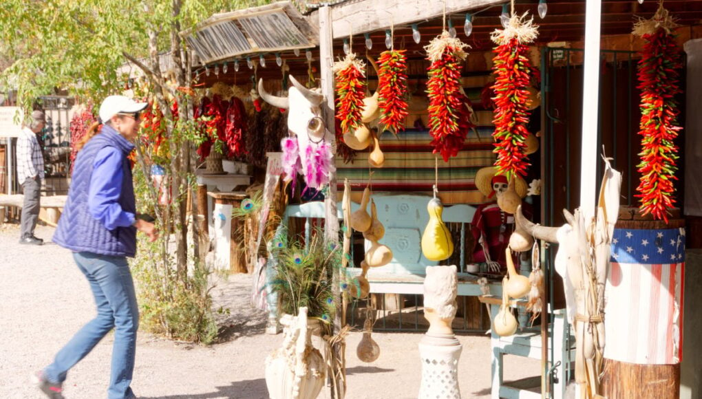 Shopper at Mesilla, NM vendor near Las Cruces