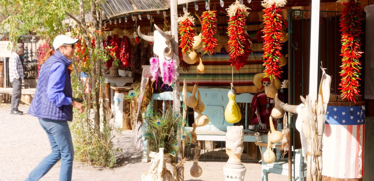 Shopper at Mesilla, NM vendor near Las Cruces