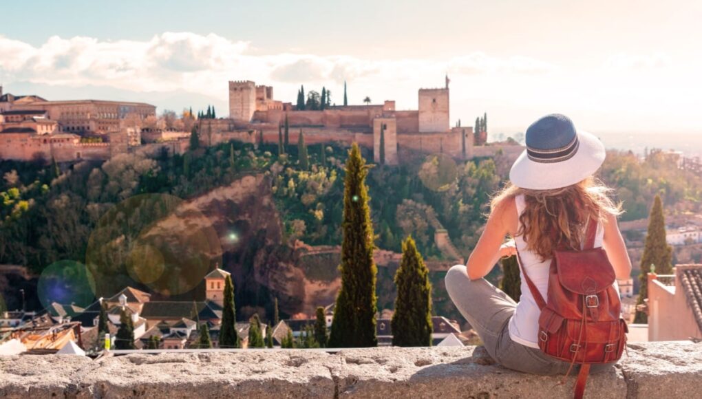 Woman overlooking Granada Spain