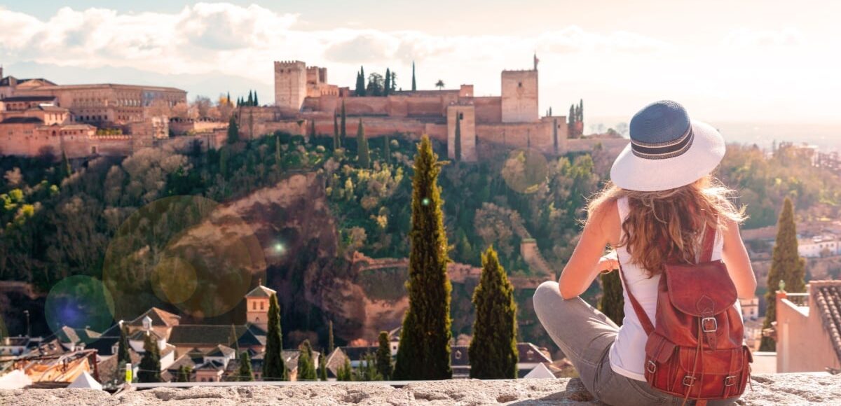 Woman overlooking Granada Spain