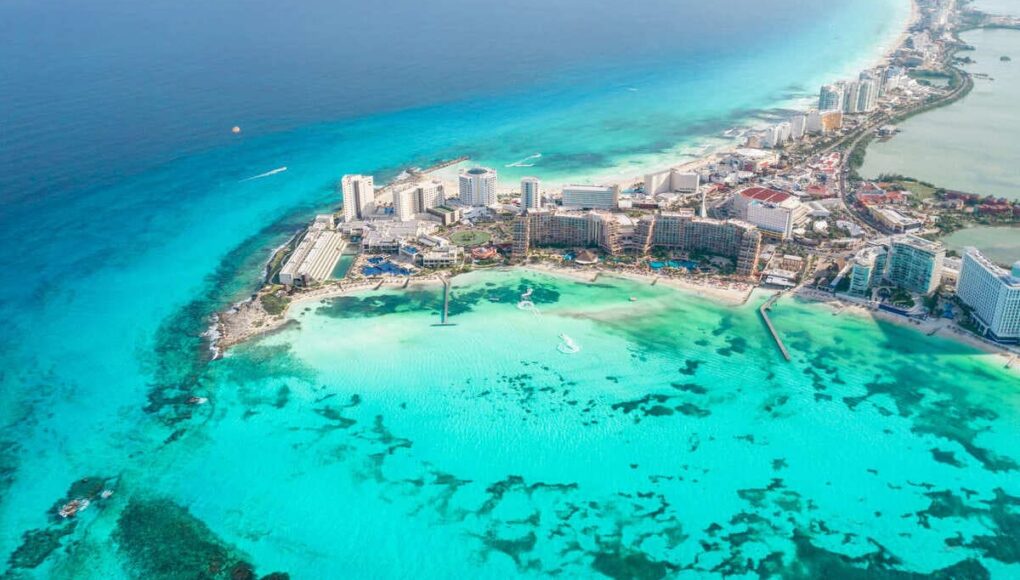 Panoramic View Of Cancun Hotel Zone, Mexico