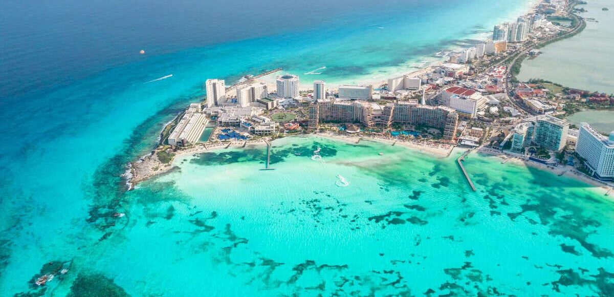 Panoramic View Of Cancun Hotel Zone, Mexico