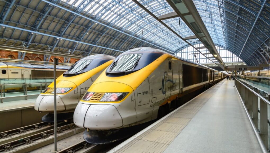 Eurostar trains in St Pancras Station, London