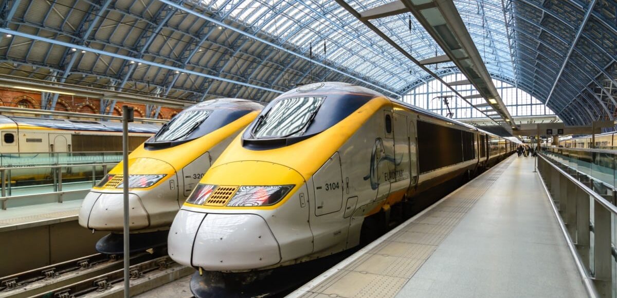 Eurostar trains in St Pancras Station, London