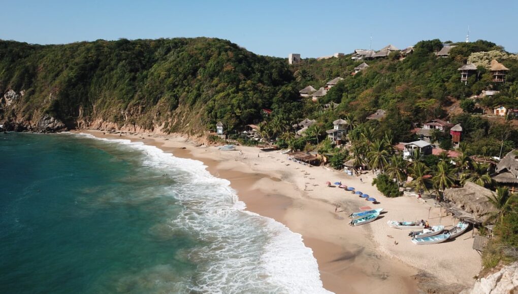 Aerial view of Mazunte, Mexico coast