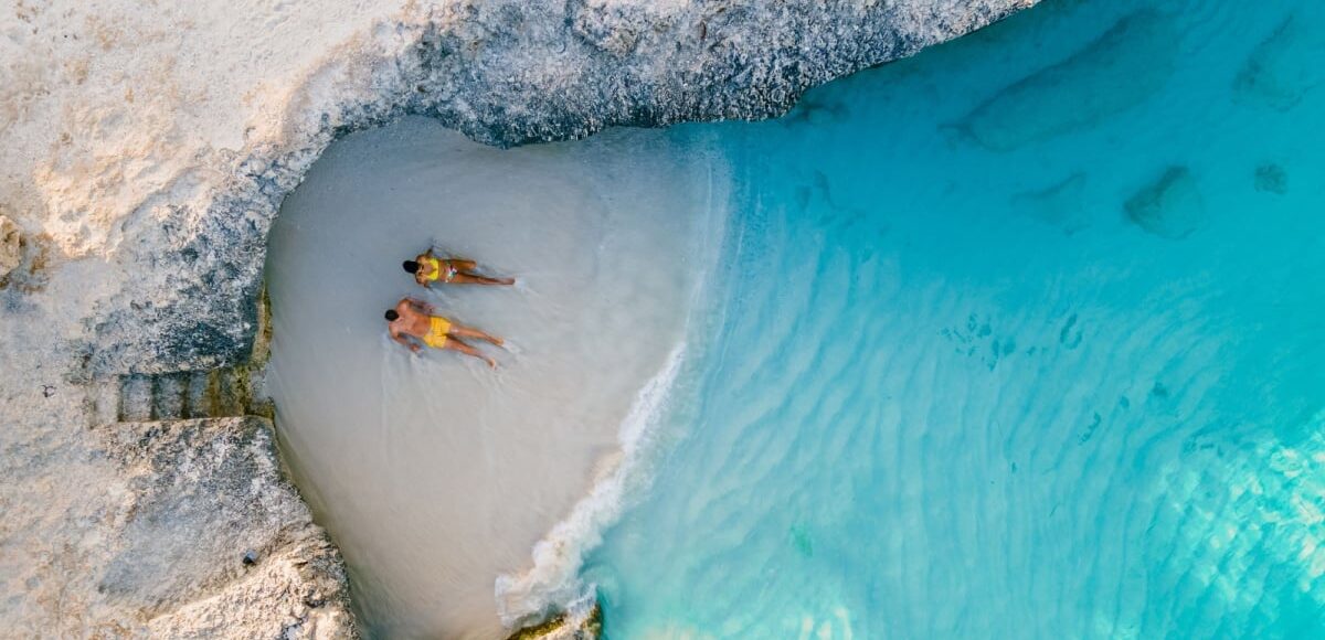 Couple on beach in Aruba