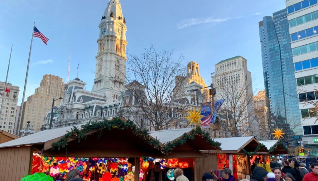 Stalls at Philadelphia Christmas Market