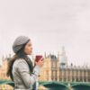 Woman in London in winter