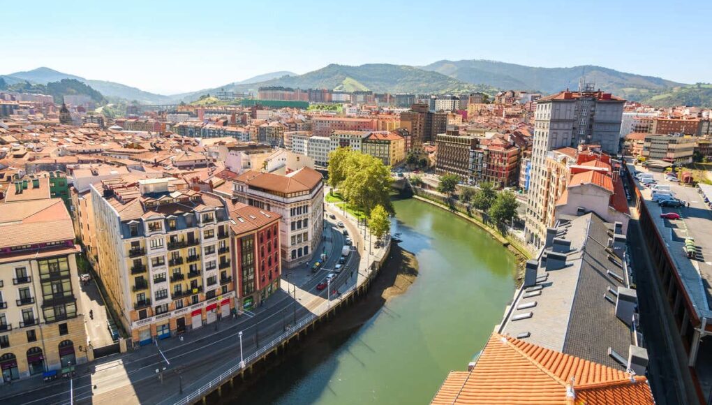 Aerial View Of Old Town Bilbao, Northern Spain