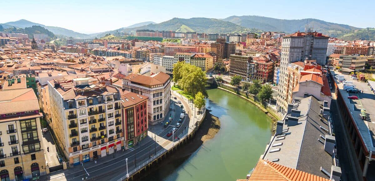 Aerial View Of Old Town Bilbao, Northern Spain